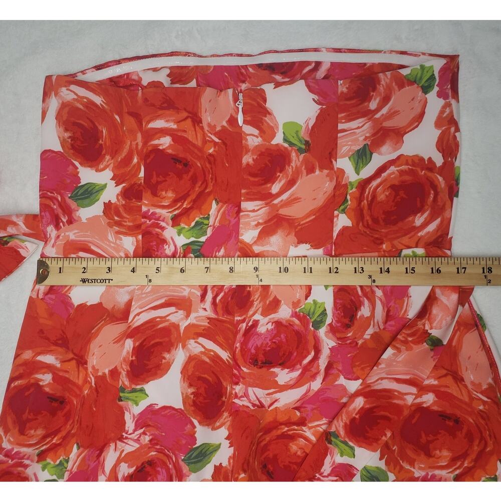 New York & Company Strapless Floral Romper L Rose Print Belted Pockets - Picture 9 of 14